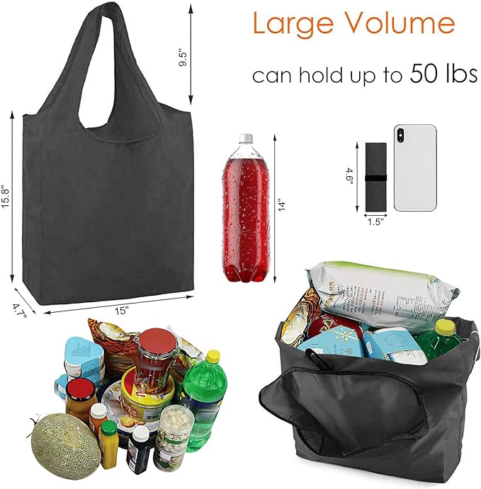 BeeGreen DIY Reusable Grocery Bags Bulk 10 Pack, Reusable Shopping Bags X-Large 50LBS, Machine Washable Kitchen Reusable Bags Heavy Duty, Foldable Tote Bags w Handles for Shopping - Image 3