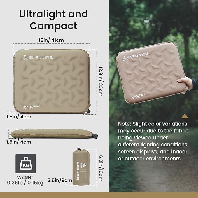 ONETIGRIS Inflatable Seat Cushion, Lightweight Waterproof Seat Pad | Lightweight waterproof inflatable cushion for camping, stadiums, travel, office chairs, car seats and outdoor events - Image 5