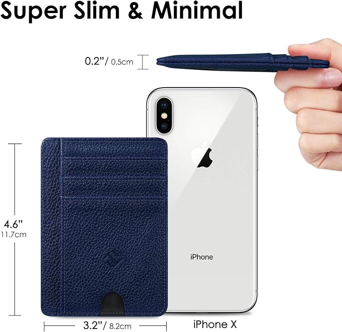 FINTIE Slim Front Pocket Wallet, RFID Blocking Credit Card Holder | Minimalist Card Cases with ID Window for Men Women, Navy - Image 6