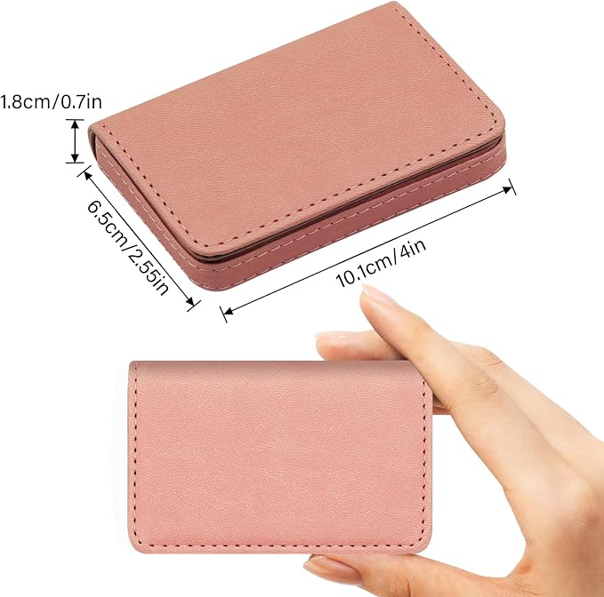 RFID Blocking Wallet - Minimalist Leather Business Credit Card Holder (Orange Pink) - Image 3