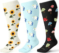 Plus Size Compression Socks for Women Men Wide Calf 15-20 mmHg Knee High Extra Large for Nurses Pregnant Travel by Leocomps