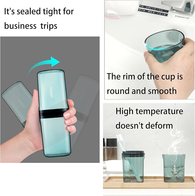 Travel Toileting Cup, Transparent Mouthwash Cup, Portable Toothbrush & Toothpaste Case with Cover, Toiletries Toothpaste Toothbrush Storage Box for Bathroom Travel Camping Home School Business Trip - Image 5
