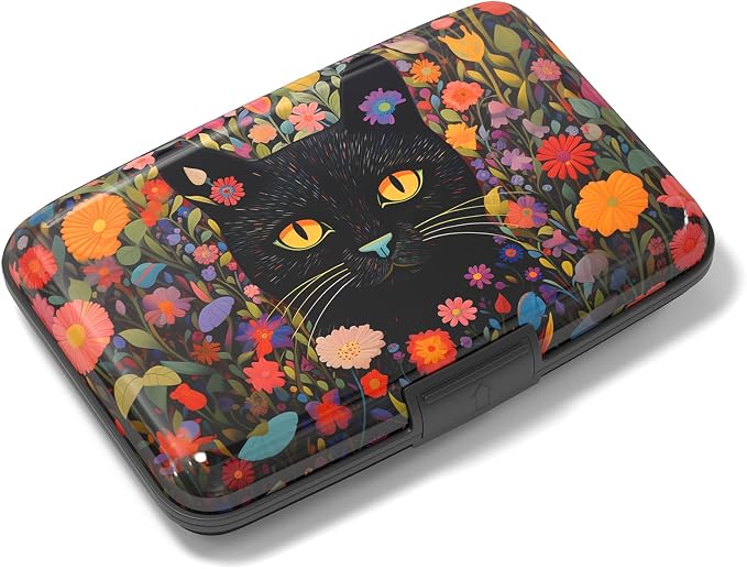 Rimilak Aluminuml Credit Card Holder,Flowers Cat | Mini Credit Card Wallet RFID Blocking Slim Metal Hard Case for Women Men by Rimilak