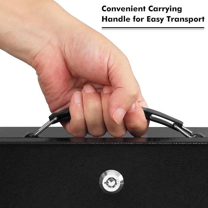 KYODOLED Fireproof Document Box with Key Lock, Large Safe Storage Box for Valuables, Fire Resistance Security Chest, Lock Box for Passport, Cash, Tablet 13.2'' x 11'' x 4.13'' Black - Image 6