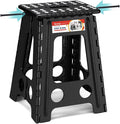 17.5 Inch Heavy Duty Folding Step Stool for Adults, 400 lbs, Black | Collapsible Stepping Stool for Adults with Handle and Non-Slip Surface, for Kitchen, Garage, Bedroom and Outdoor Tasks by ACSTEP
