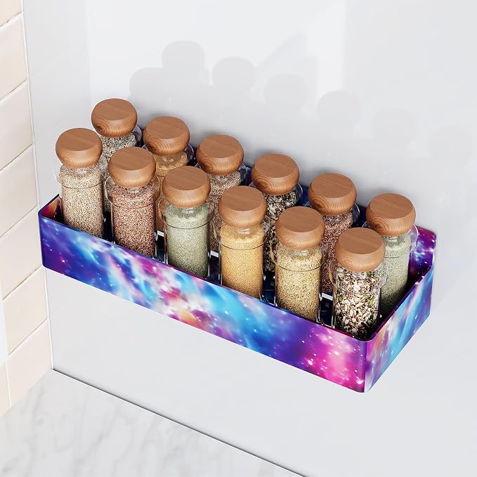 Mystozer Magnetic Spice Rack for Refrigerator, Kitchen Organizer and Storage Shelf, Starry Sky(4 Pack) - Image 4