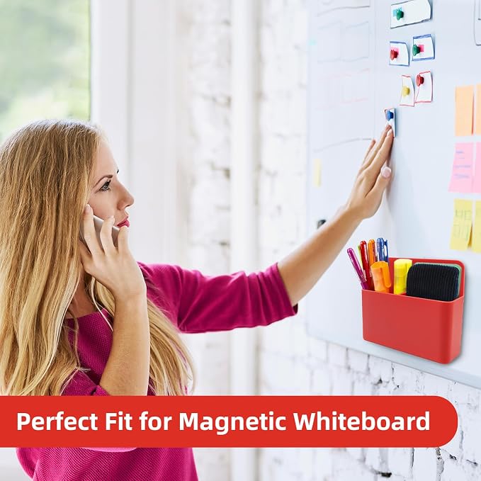 KITANIS Magnetic Pen Holder,2 Pack Magnetic Dry Erase Marker Holder with Generous Compartments,Strong Magnet Storage Marker Pen Pencil Organizer for Refrigerator,Whiteboard,Locker Accessories - Image 5