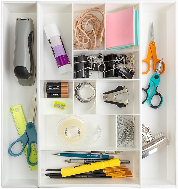 Dial Industries Expandable Junk Drawer Desk Organizer Storage Tray | Adjusts to fit narrow or wide drawers, Keeps pens, tools and small items separated, Great for desks, offices or kitchens - Image 5