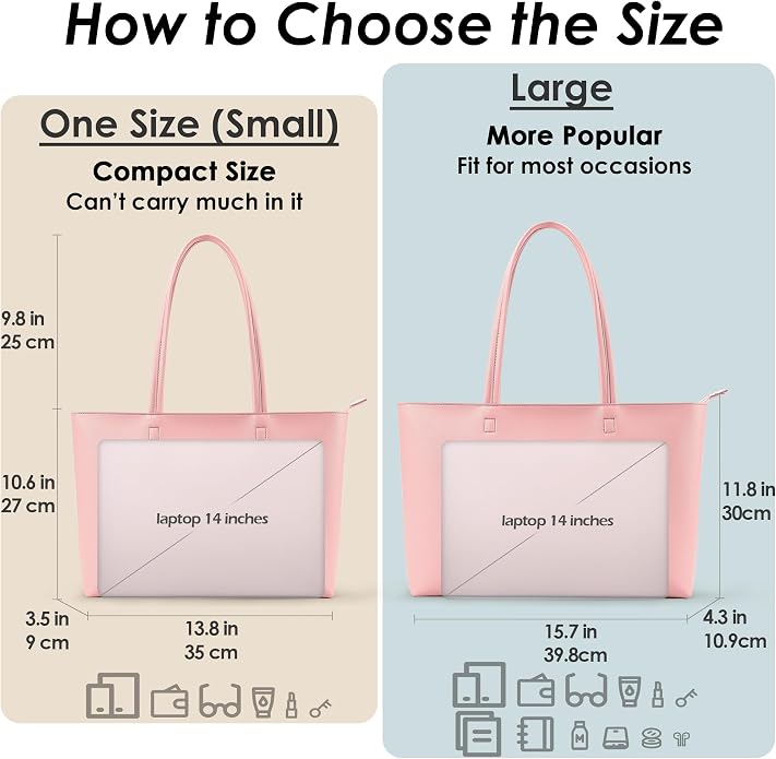 KALIDI Tote Bag Zipper Shoulder Bag Vegan Leather Purses Satchel for Women | Large Casual Handbag for Work Commuting Dating College Everyday - Image 3