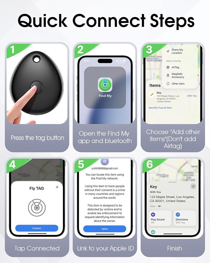 Air Tracker Tags-4 Pack for Apple Find My, iOS Only, Official MFi Certified | Mini Bluetooth Key Finder locator with sound, Travel Cruise Essential, Smart Luggage tracker for iPhone, Suitcases, Backpack - Image 3