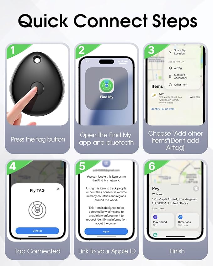 Air Tracker Tags-4 Pack, iOS Only, Apple Find My Certified, Luggage Tracker | Smart Bluetooth Tracking, Key Finder Items Locator for iPhone, Travel Cruise Essentials, Wallet, Backpack, Car, Bike - Image 3