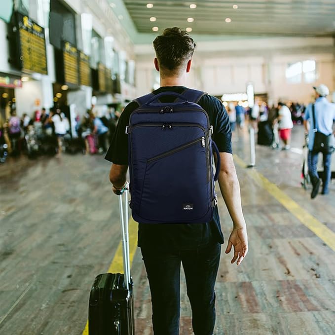 MATEIN Weekender Backpack, Large Capacity Travelling Suitcase Backpack | Expandable Flight Approved Business Carry on Daypack for International Travel, Adjustable Shoulder Strap, Blue - Image 9
