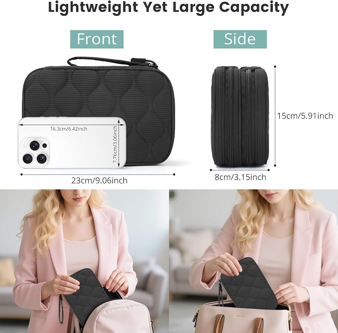 Skycase Tech Pouch - Lightweight Electronics Organizer Travel Case - Double Layers Cable Organizer - All-in-One Storage Bag for Charger, Cord, Phone, Flash Drive, Essentials - XL - Image 4