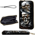 Wallet,Leather Long Wallet Suitable For Ladies And Teenagers - Detachable Wristband + RFID Travel Wallet With Card Slot - Smoking Skull by Unknown