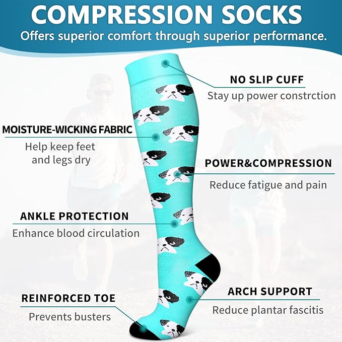 6 Pack Copper Compression Socks for Women and Men Circulation-Best Support for Medical,Running,Nursing,Athletic - Image 5
