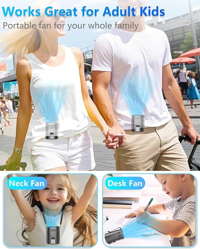 Waist Fan Clip on-Mini Lightweight Portable Fans Rechargeable Under Shirt Belt Pants Body Fans that Blow Cold Air,Waistband Cooling Fan,Powerful Small Personal Hanging Neck Cooler AC Travel Black - Image 5