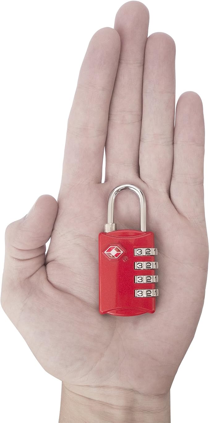 TSA Luggage Locks 2 Pack – 4-Digit Steel – Red/Blue | Keyless padlock for backpacks, travel suitcases, toolbox, filing cabinets, baggage & gym locker - Image 3