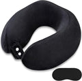 Neck Pillow Airplane Memory Foam Travel Pillows Black | Soft Cooling Pillow, Portable, Neck Support, For Adults, Train Bus Office Home by FEUFOAM