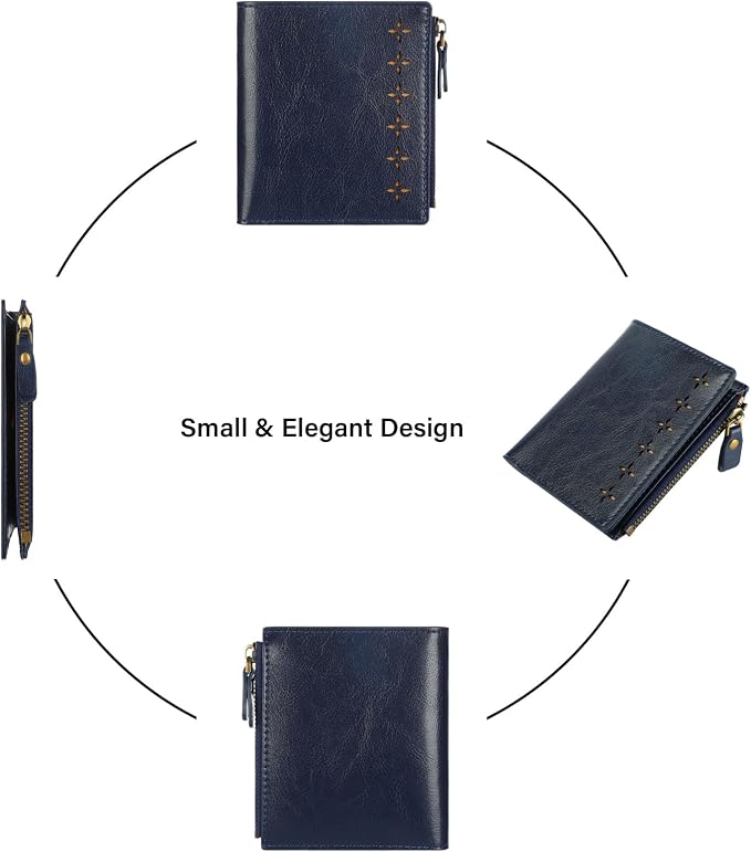 Ultra Thin Small Compact Leather Womens Girls Wallets RFID Blocking Credit Card Holder for Women - Image 6