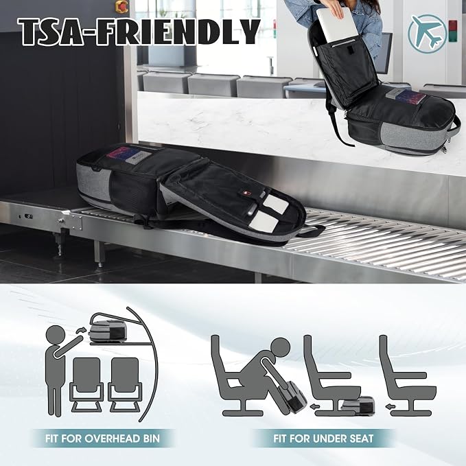 Travel Laptop Backpack, 17 Inch Extra Large Laptop Backpack with USB Charging Hole 45L Anti Theft Travel Backpack Water Resistant College Business Computer Bag Fit 17.3 Inch Laptop for Men Women Grey - Image 7