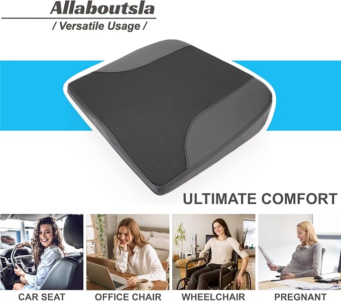 Allaboutsla Car Seat Cushion, Car Seat Cushions for Long Driving | Comfortable Memory Foam Driver Seat Cushion, Automotive Seat Cushions, Butt Pillow for Car,Truck, Office Chair, Black - Image 9