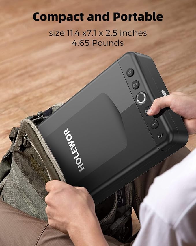 Car Gun Safe Small Portable Biometric Handgun Lock Box for Travel | 3 Ways Quick Access Fingerprint Compact Single Carrying Pistol Case for Vehicles Under Seat with Emergency USB C Power Supply - Image 3