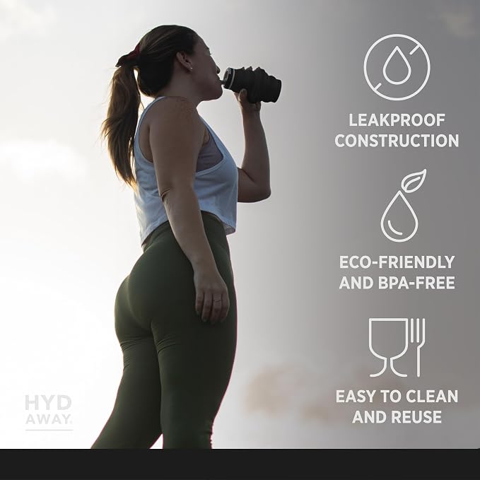 HYDAWAY 17oz Collapsible Water Bottle, Packable Leakproof for Travel | Travel-first design. Fold flat to 1.5 in for carry-ons, purses, seatbacks. Leakproof, BPA-free, dishwasher safe. - Image 3