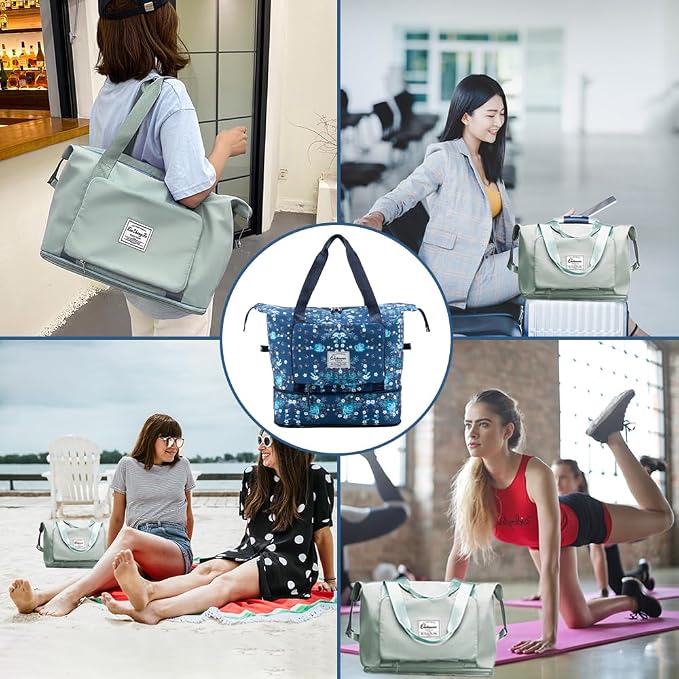 Large Capacity Foldable Travel Bag | Expandable Portable Carry on Bag Dry&Wet Separation Sports Duffel Bag - Image 2