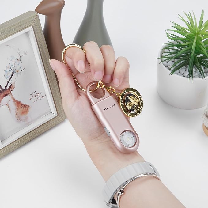 135dB Rechargeable Personal Safety Alarm Strobe Light Flashlight Keychain Siren for Women, College School Students Emergency SOS Alerts Loud Sound Torchlight Hiking Alarm Bear Deterrent. Rose Gold - Image 3