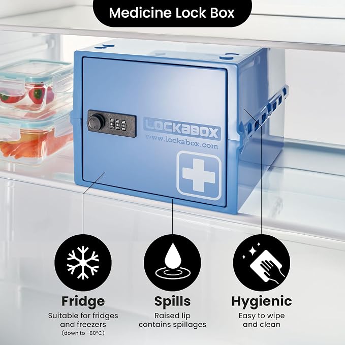 Lockabox One™ | Premium Medicine Lock Box | Medium Medication Lock Box With Code For Medicines, Vitamins & Supplements | External Size 12 x 8 x 6.6 inches (Medi Blue) - Image 8