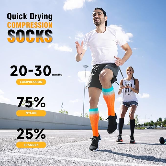cerpite Compression Socks for Women & Men 6 Pairs Knee High Compression Socks 20-30 mmhg Best for Running,Nurse,Travel - Image 2