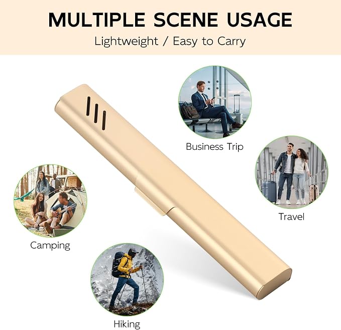 Travel Toothbrush Case, Portable Toothbrush Holder, Durable Aluminum Toothbrush Storage Box, Small Breathable Manual Toothbrush Container for Traveling, School, Camping, Business Trip - Gold - Image 7
