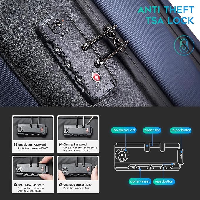 BANGE Mens Business Backpack for Work, Computer Backpacks for Laptops for 17.3 Inch, Men's Backpack with Lock Anti Theft, Backpack for Traveling with USB charging Port - Image 3