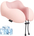 urnexttour Travel Pillow for Airplane Memory Foam Neck Pillow, Soft & Support Travel Pillow for Travelling, Sleeping Rest, Car, Train and Home Use (Pink) by Urnexttour