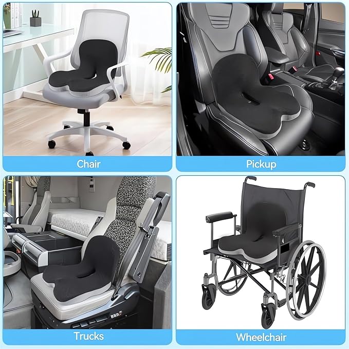 Memory Foam L-Shaped Integrated Seat Cushions for Car Truck Driver Ergonomic L Shape Lumbar Cushion Sciatica Back Pain Relief Office Chair Butt and Back Support Pillow Long Driving Booster Seat (B1) - Image 8