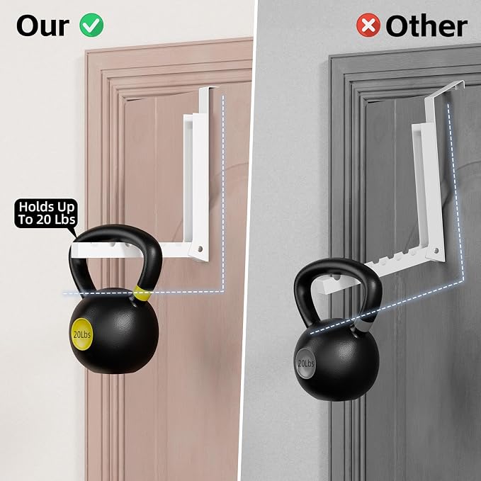 Over the Door Hook, Door Hooks for Hanging Towels, Bags,Coats,Umbrellas, Mirrors, Over Door Dual-Hook, Suitable for Bathrooms, Bedrooms, Laundry Rooms, Kitchens, Storage Rooms (White-2-BK) - Image 6