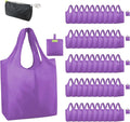 BeeGreen Purple Reusable Grocery Bags Wholesale Purple Reusable Kitchen Bags Bulk Foldable-Machine Washable with Zipper Storage Pouch 50 Packs by BeeGreen