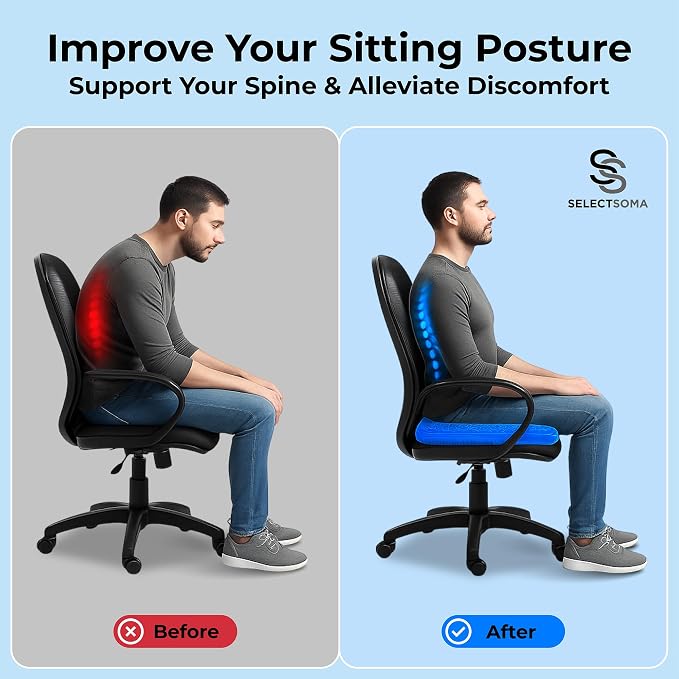 Gel Seat Cushion for Long Sitting, Pressure Relief for Sciatica, Tailbone, Coccyx & Back Pain, Office Chair, Wheelchair, Car & Truck – Large Size Blue Gel - Image 9