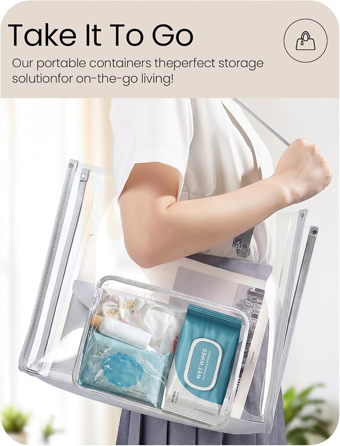 6 Pack Mixed Size White Clear Hard Shell Zipper Case, Diaper Bag Organizer Pouches, Water-Resistant Storage Bins for Board Games, Toys, Cables, Crafts, Toiletries, Travel, 2XL 2L 2S - Image 4