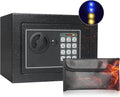 Money Safe Box for Home with 4 LED Color Sensor Light & Fireproof Money Bag, 0.23CUFT, Security Lock Box with Keys & Pass Code, Fireproof Safe with Digital Keypad, 3mm Thickness Door by Samyersafe