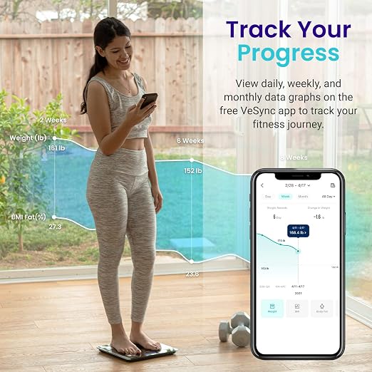 Etekcity Rechargeable Smart Scale for Body Weight, Bluetooth, 400 lb | Digital bathroom scale tracks BMI, body fat and muscle mass, with accurate weighing and smartphone app sync - Image 3