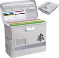 BALEINE Fireproof Document Box with Lock, Portable Fireproof Document Bag Waterproof Fire Proof File Boxes for Documents, File Organizer Box for Important Paperwork (Silver, 12.5''x10.5''x6'') by BALEINE