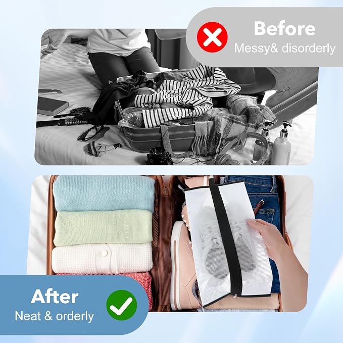 Shoe Travel Bags for Luggage, 4 Pack Waterproof Portable Travel Shoe Bags with Zipper and Handle for Organizer, Reusable Shoes Bag for Gym for Men Women - Image 6