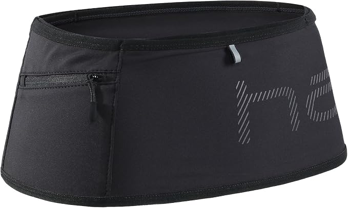 Haimont No-Bounce Running Hydration Belt for Trail & Daily Runs, Black, M | 500ml Soft Flask Compatible, Zip Pocket, Gel Storage, Pole Loops, Reflective Details by Haimont