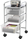 Simple Houseware 3 Drawers Rolling Utility Cart Art Craft Organizer, Chrome | 1-Column, 25.4" Height, Lockable Wheels, for School, Office, Art Craft, and Paper Storage by SimpleHouseware