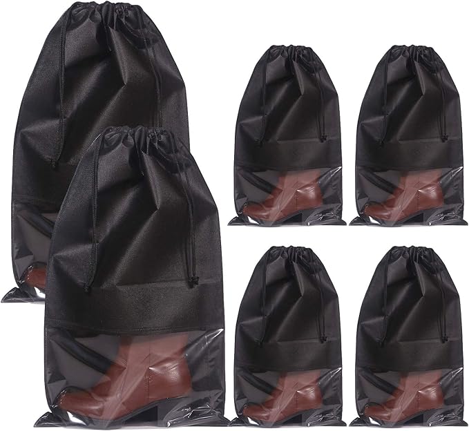 DIOMMELL Set of 6 Tall Boot Bags for Travel Non-Woven with Rope for Women Large Shoe Protector Cover Storage Organizers Pouch by DIOMMELL