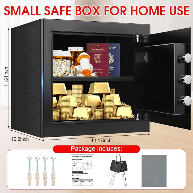1.8 Cub Small Fire Safe for Home Use, Digital Security Safes Fireproof Waterproof with Combination Lcok and Removable Shelf, Anti-theft Fireproof Safe Box for Document Money Valuables - Image 3
