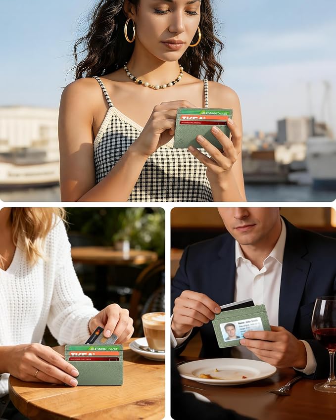 FINTIE Slim Minimalist Front Pocket Wallet RFID Blocking Credit Card Holder | Card Cases with ID Window for Men Women, Sage Green - Image 8