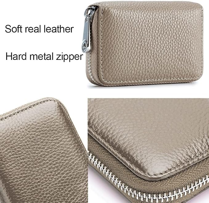 RFID Credit Card Holder Genuine Leather Credit Card Wallet with Zipper | RFID - Image 6