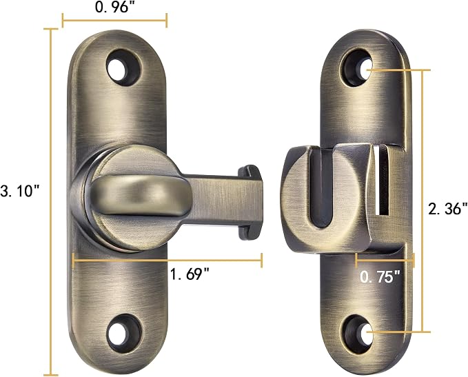 2 Packs Bronze 90/180 Degree Barn Door Latches,Flip Gate Lock | Zinc Alloy Flip Gate Latches,Right Angle Door Lock,for bedroom,garage,sliding door,window,cabinet,drawer,pet enclosures - Image 2